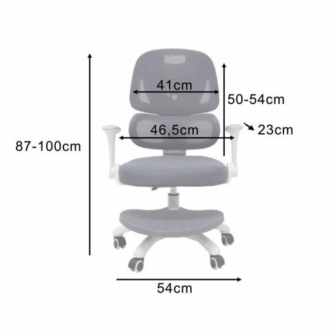 Krzesło do biurka dla dziecka fotel ergonomiczny obrotowy regulowany szary