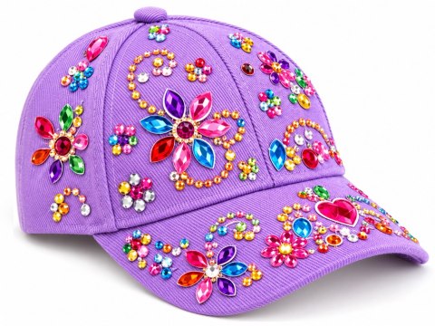 Czapka z daszkiem do ozdabiania LAWENDOWA + diamentowe naklejki DIY ZA6338