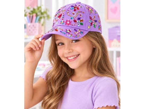 Czapka z daszkiem do ozdabiania LAWENDOWA + diamentowe naklejki DIY ZA6338