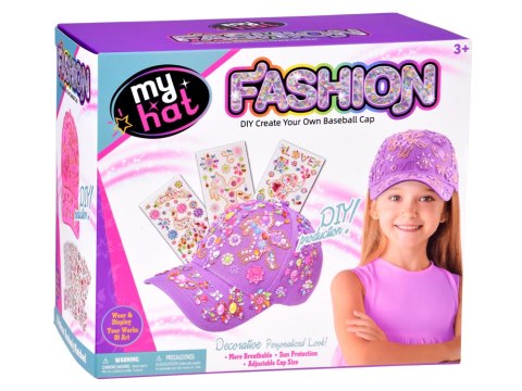 Czapka z daszkiem do ozdabiania LAWENDOWA + diamentowe naklejki DIY ZA6338