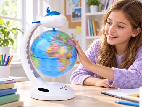 GLOBUS lewitujący 4w1 obrót 360° - lampka LED, głośnik BT, zegar ZA6313