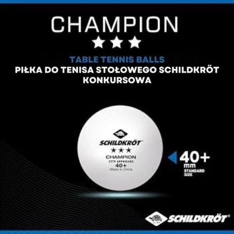PIŁECZKI TENIS STOŁOWY CHAMPION ITTF POLY 40 3SZT DONIC
