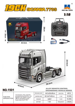 Ciężarówka SCANIA 770S R/C 1:18 Szara
