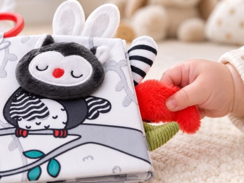 Książeczka sensoryczna kontrastowa ZWIERZĄTKA wystające ele, szelest ZA6599