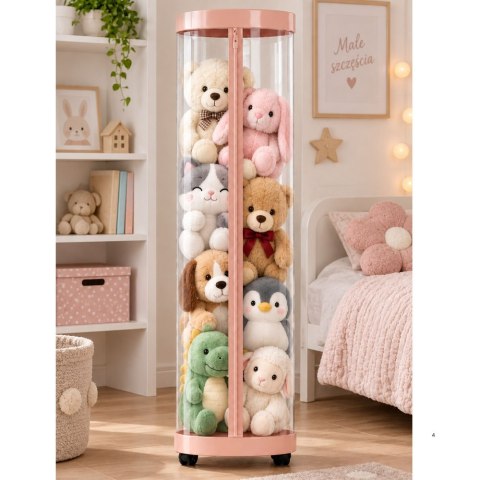 Organizer Na Pluszaki i Zabawki Na Kółkach Lampki LED Różowy 126 cm