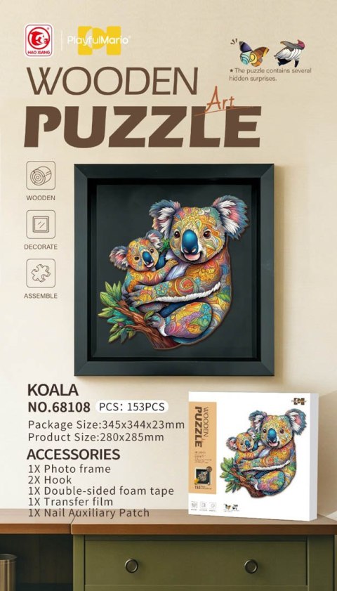 Zestaw Drewnianych Puzzli 153el. Koala