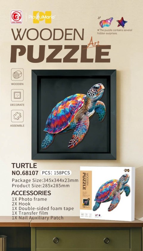 Zestaw Drewnianych Puzzli 158el. Żółw