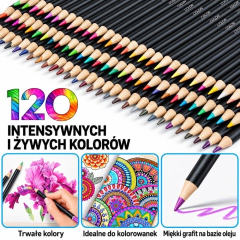 Zestaw Kredek Ołówkowych w Piórniku 2 Szkicowniki Etui 120 szt.