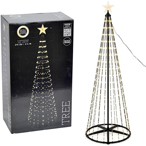 CHOINKA DEKORACYJNA 370LED SUPER CIEPŁY BIAŁY 210CM BLACK