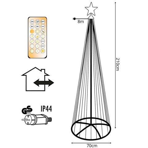 CHOINKA DEKORACYJNA 370LED SUPER CIEPŁY BIAŁY 210CM BLACK