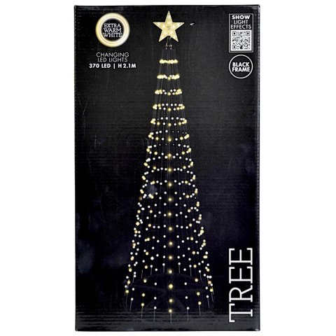 CHOINKA DEKORACYJNA 370LED SUPER CIEPŁY BIAŁY 210CM BLACK