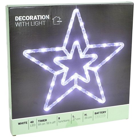 GWIAZDA DEKORACYJNA Z PODŚWIETLENIEM 40LED 35CM BIAŁA
