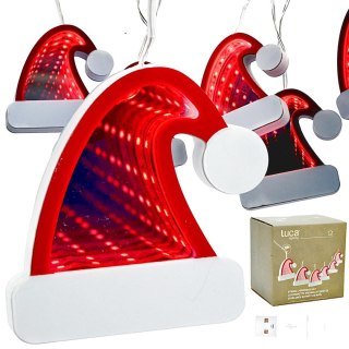 LAMPKI GIRLANDA ŚWIETLNA LED CZAPKI MIKOŁAJA NA USB LUCA