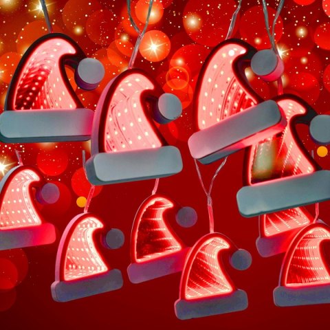 LAMPKI GIRLANDA ŚWIETLNA LED CZAPKI MIKOŁAJA NA USB LUCA