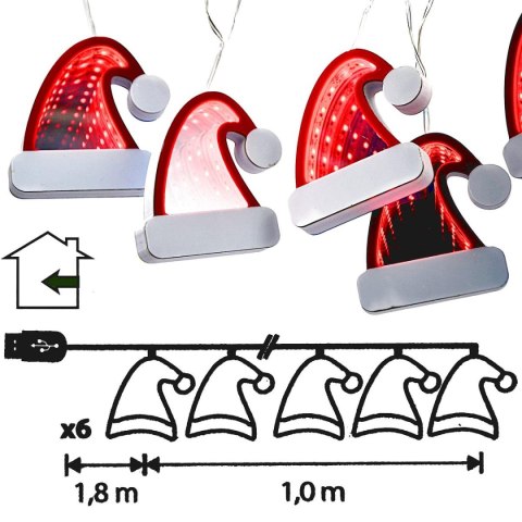 LAMPKI GIRLANDA ŚWIETLNA LED CZAPKI MIKOŁAJA NA USB LUCA