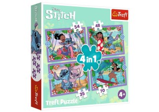 Puzzle - 4w1 (35, 48, 54, 70) - Szalony dzień Lilo i Stitch - Trefl 34633