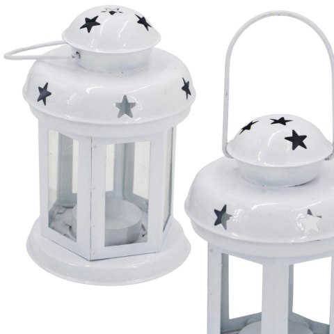 ŚWIECZNIK NA TEA LIGHT LATARENKA BIAŁA