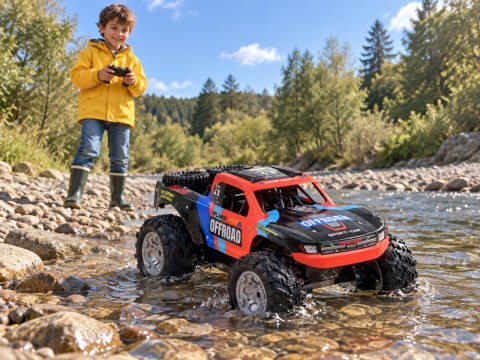 Auto terenowe zdalnie sterowane 4x4 Amfibia jazda po wodzie i lądzie RC0778