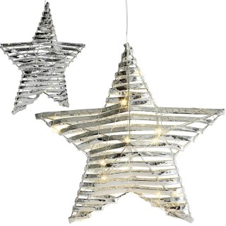 GWIAZDA DEKORACYJNA 20LED 30CM SREBRNY