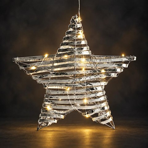 GWIAZDA DEKORACYJNA 20LED 30CM SREBRNY
