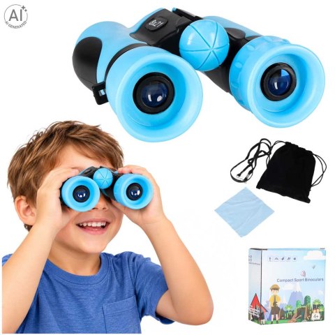 Lornetka dla dzieci do obserwacji ptaków nieba 8x 21mm HD pokrowiec niebieska