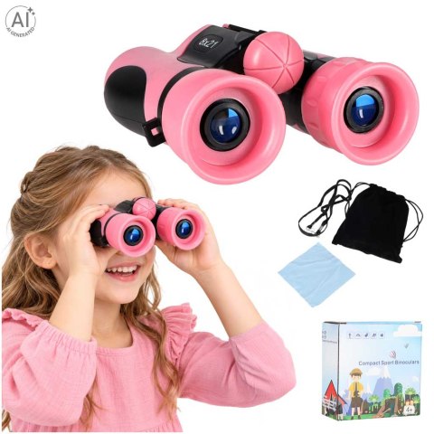 Lornetka dla dzieci do obserwacji ptaków nieba 8x 21mm HD pokrowiec różowa