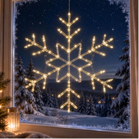PŁATEK ŚNIEGU WISZĄCY DEKORACYJA ŚWIETLNA 120LED CIEPŁY BIAŁY