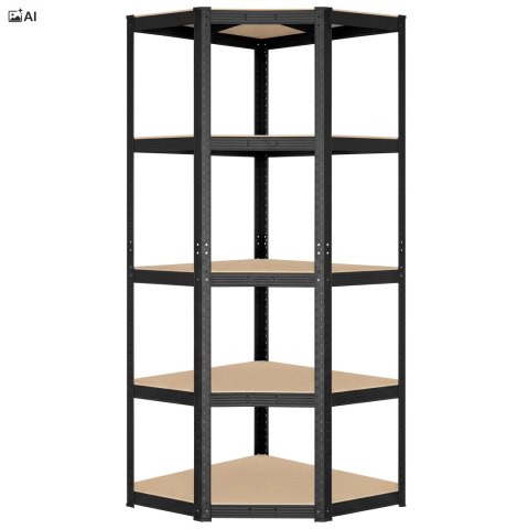 Regał magazynowy narożny 5 poziomów 180X70x40 875 kg czarny