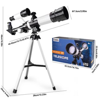 Teleskop MOON Biało Czarny Metalowe Elementy