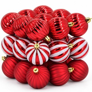 BOMBKA DEKORACYJNA PLASTIKOWA BEZPIECZNA 27SZT 6CM CZERWONO BIAŁE MICA