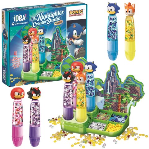 Idea Art Zestaw Fabryka Markerów Zakreślaczy 4 sztuki Sonic Clementoni 18424
