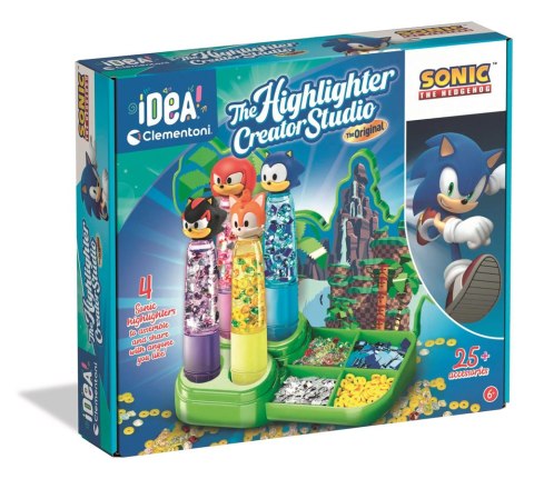Idea Art Zestaw Fabryka Markerów Zakreślaczy 4 sztuki Sonic Clementoni 18424