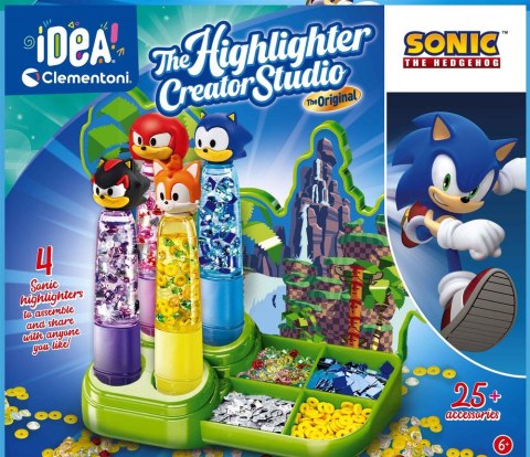 Idea Art Zestaw Fabryka Markerów Zakreślaczy 4 sztuki Sonic Clementoni 18424