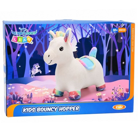 Pluszowy Konik Skoczek Pompowany Dla Dzieci Do Skakania Szary 60cm