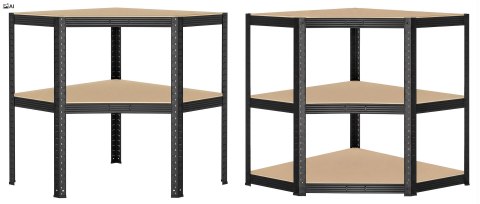 Regał magazynowy narożny 5 poziomów 180X70x40 875 kg czarny
