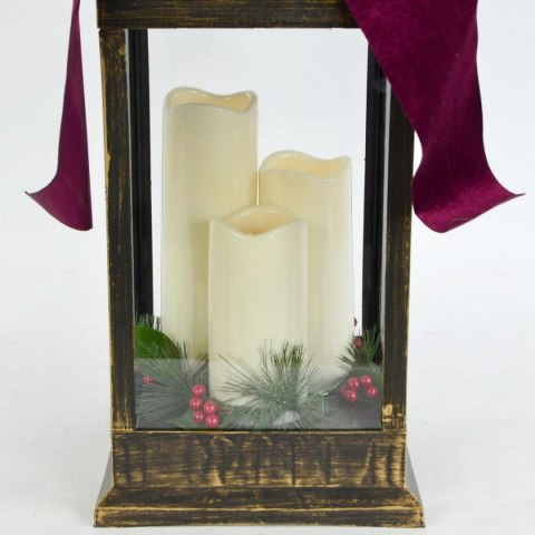 LATARNIA LAMPION ADWENTOWY ZNICZ LED 60CM 3 ŚWIECE TIMER CZARNY