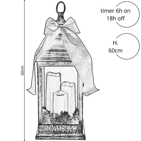 LATARNIA LAMPION ADWENTOWY ZNICZ LED 60CM 3 ŚWIECE TIMER CZARNY