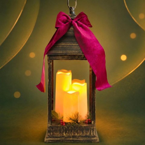 LATARNIA LAMPION ADWENTOWY ZNICZ LED 60CM 3 ŚWIECE TIMER CZARNY
