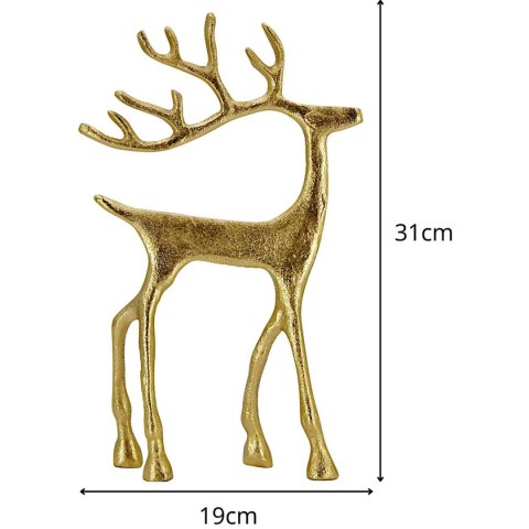 RENIFER DEKORACYJNY METALOWY 19x31CM ZŁOTY