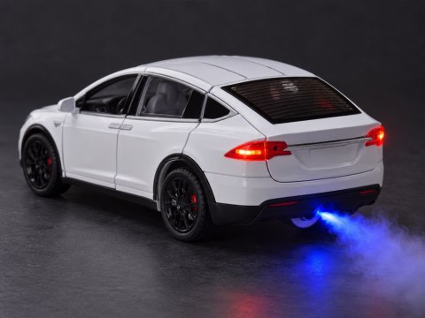 Autko Tesla Model X RC 1:22 metalowy samochód na pilota LED dym RC0772