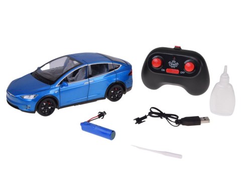 Autko Tesla Model X RC 1:22 metalowy samochód na pilota LED dym RC0772
