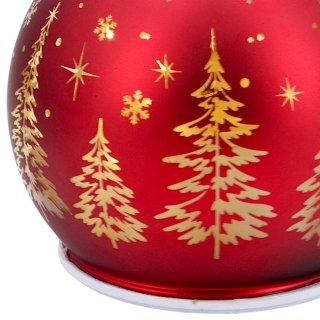 BOMBKA DEKORACYJNA LED 12 CM SZKLANA CZERWONA OBROTOWA ISKRZĄCA MICA
