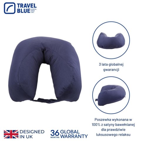 TRAVEL BLUE PODUSZKA TYPU ROGAL Z NATURALNEGO GĘSIEGO PIERZA