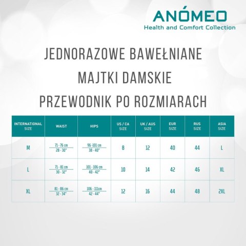 BIELIZNA JEDNORAZOWA DAMSKA ANOMEO (BAWEŁNIANA) XL - 6SZT