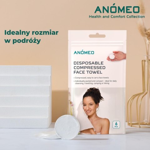 SKOMPRESOWANE RĘCZNIKI JEDNORAZOWE 55X25 (6SZT) ANOMEO