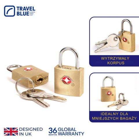 TRAVEL BLUE KŁÓDKA BAGAZOWA Z KLUCZYKIEM Z TSA ZESTAW 2SZT