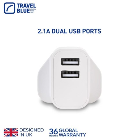 TRAVEL BLUE ŁADOWARKA SIECIOWA 2 USB UK