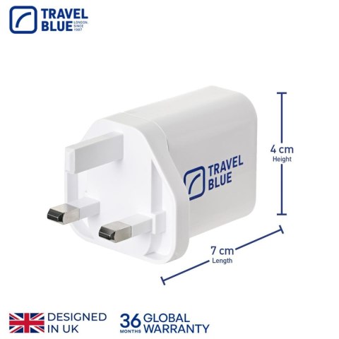TRAVEL BLUE ŁADOWARKA SIECIOWA 2 USB UK
