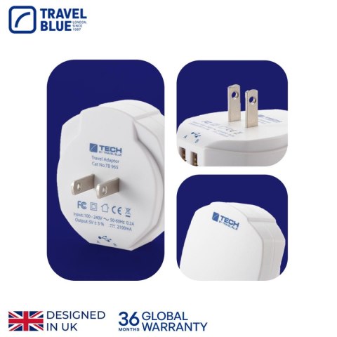 TRAVEL BLUE ŁADOWARKA SIECIOWA 2 USB - USA