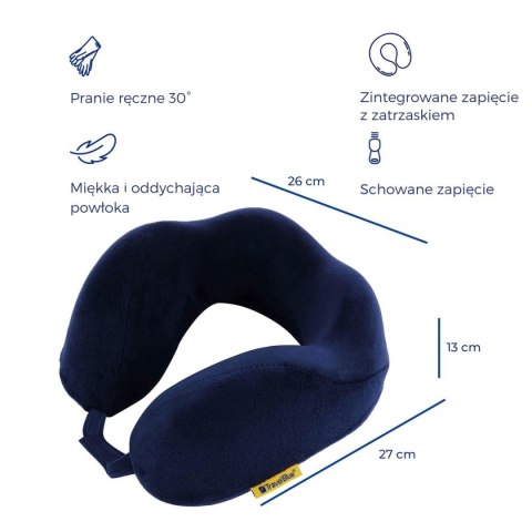 TRAVEL BLUE PODUSZKA Z PIANKI MEMORY TRANQUILITY NAVY